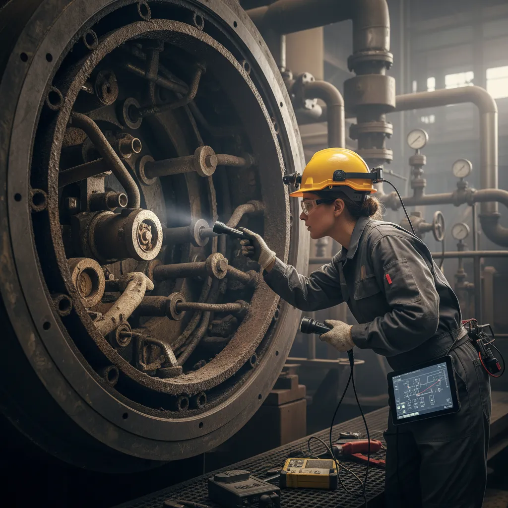Boiler engineer conducting safety inspection in a Great Waldingfield home