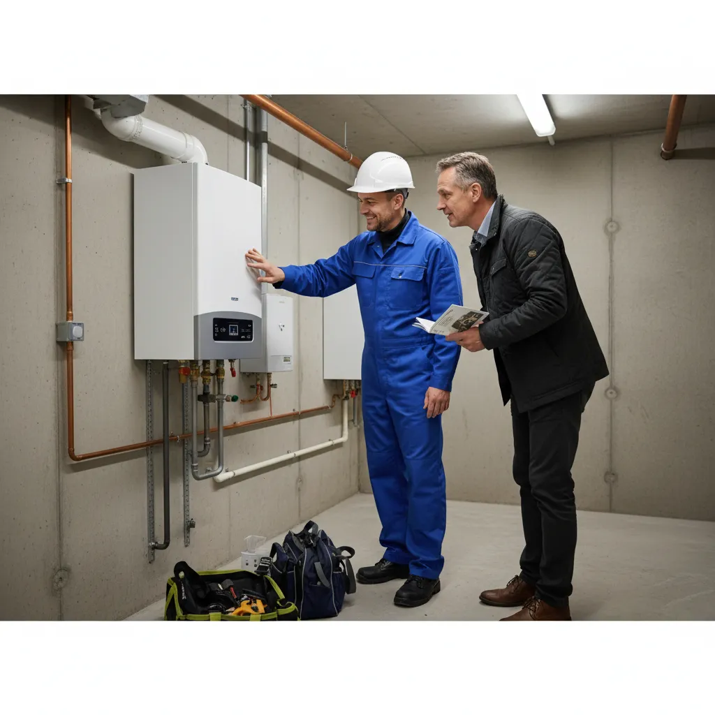 Engineer demonstrates new boiler operation