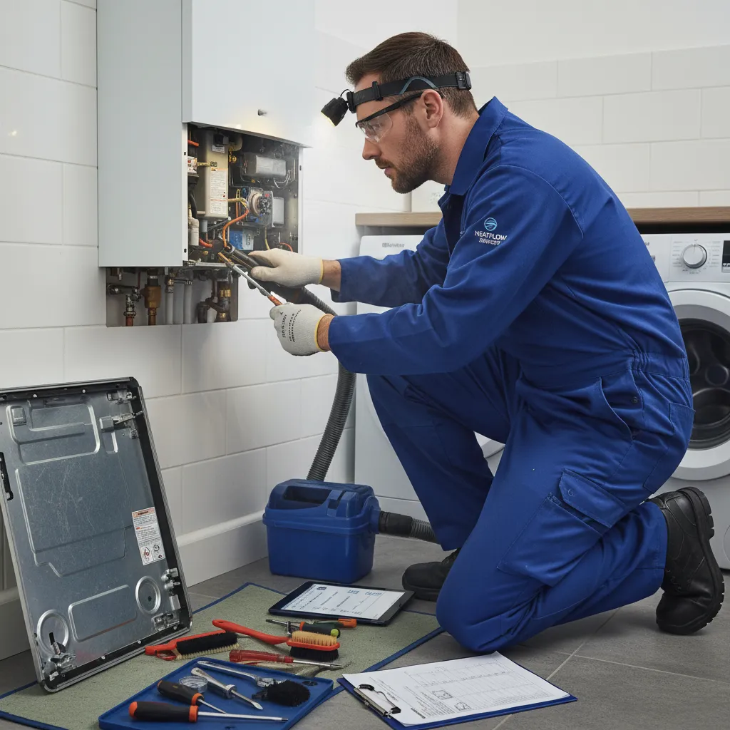 Gas Safe engineer performing boiler service in Witham